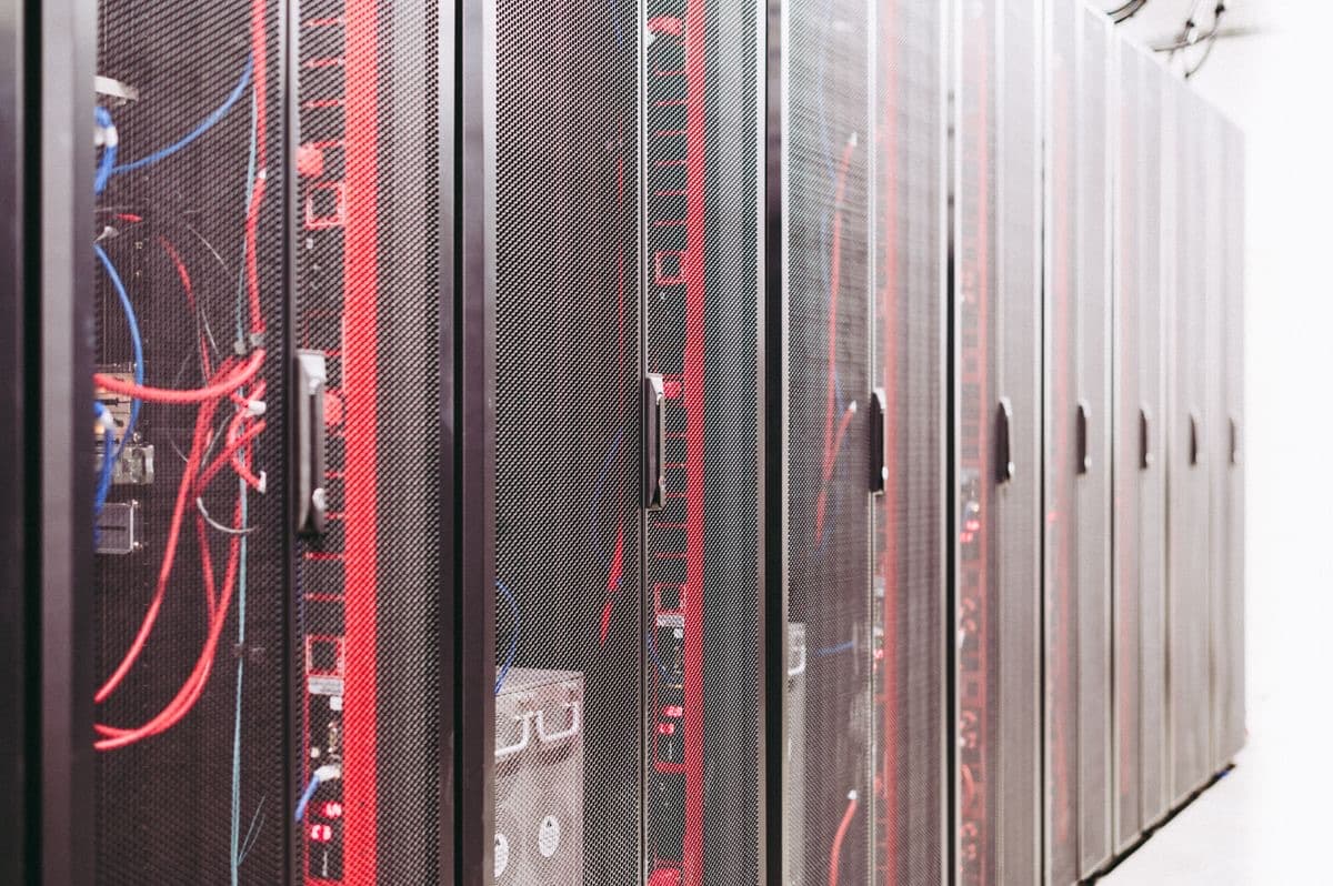 Rows of servers in a data centre